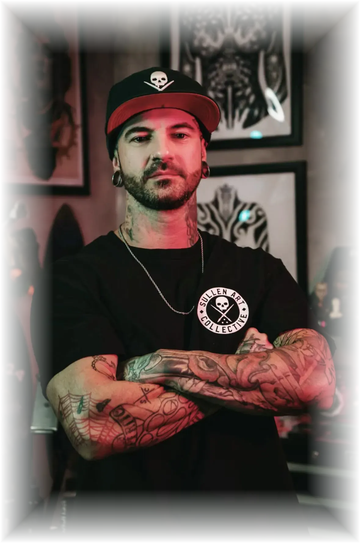 Portrait of tattoo artist Eduardo Costa (Duk Tattoo) in his studio in Boca Raton, Florida