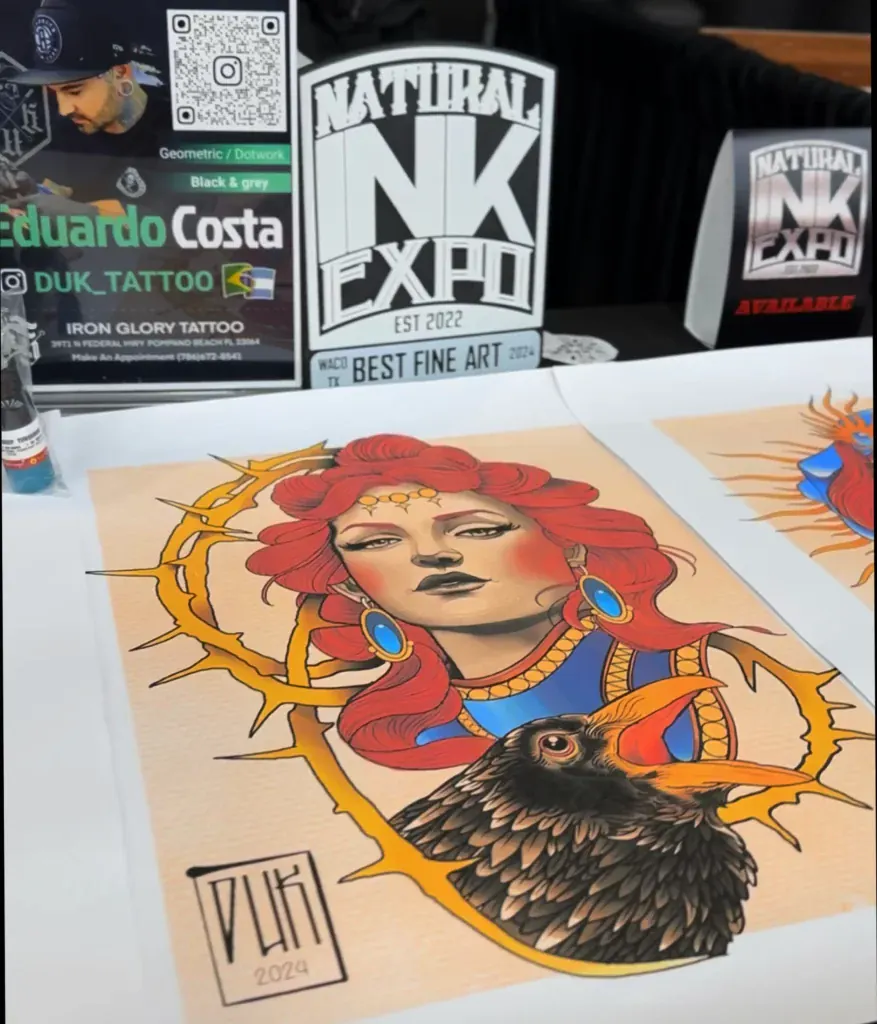 Painting by Duk Tattoo that won 1st place Fine Art at the Natural Ink Expo 2022 in Florida